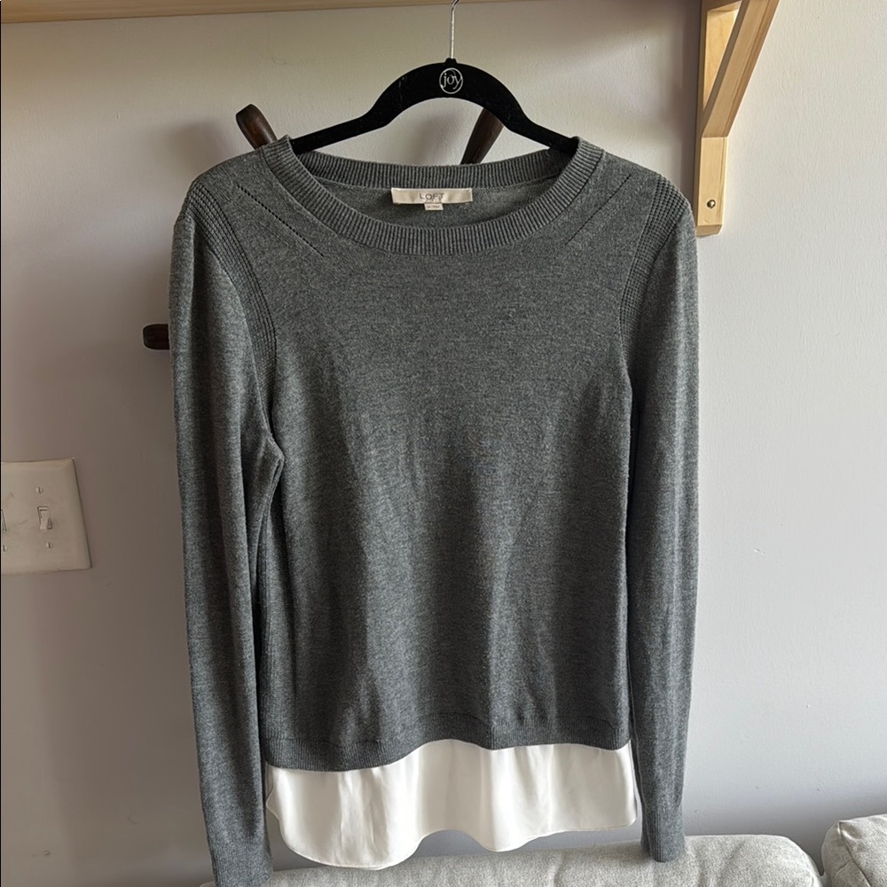 Gray and White Layered Sweater